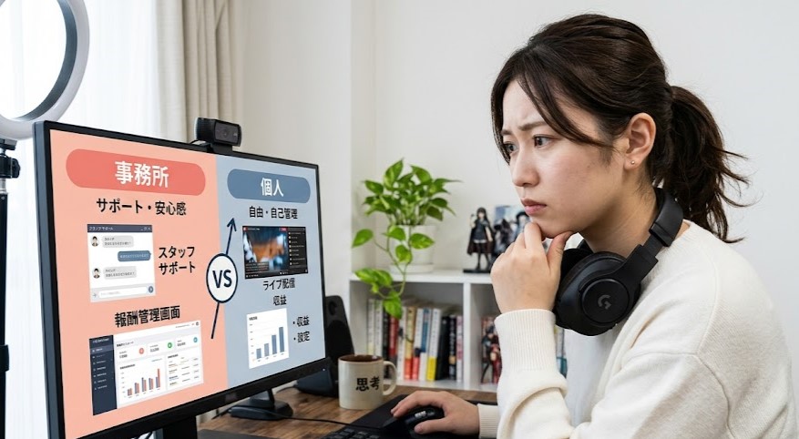 チャットレディは事務所と個人どっちがいい？稼げる違いと“選び方・収入・サポート・リスクを徹底比較